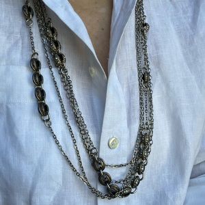 St John multi strand silver necklace.